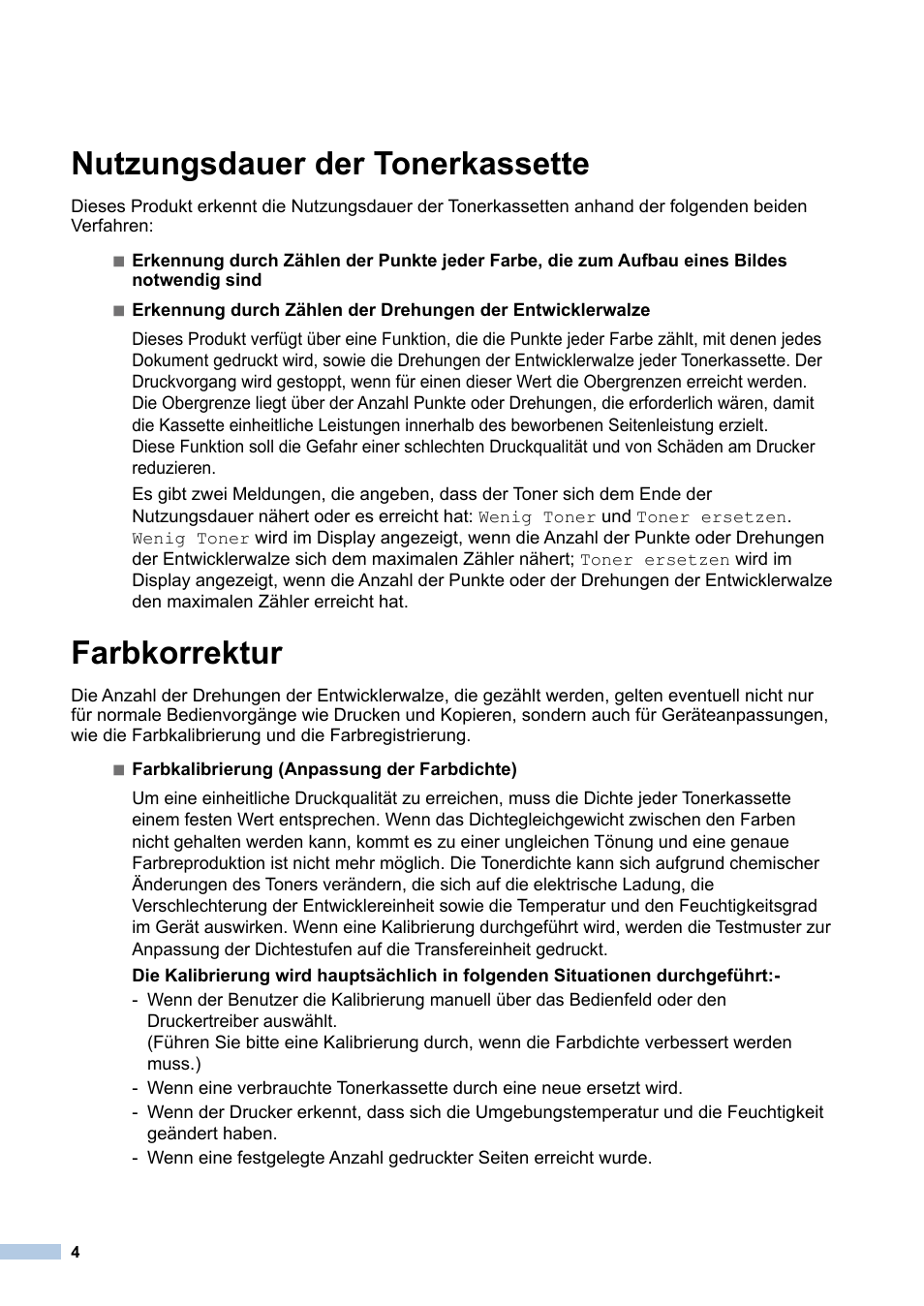 Nutzungsdauer der tonerkassette, Farbkorrektur | Brother HL-3170CDW User Manual | Page 4 / 21