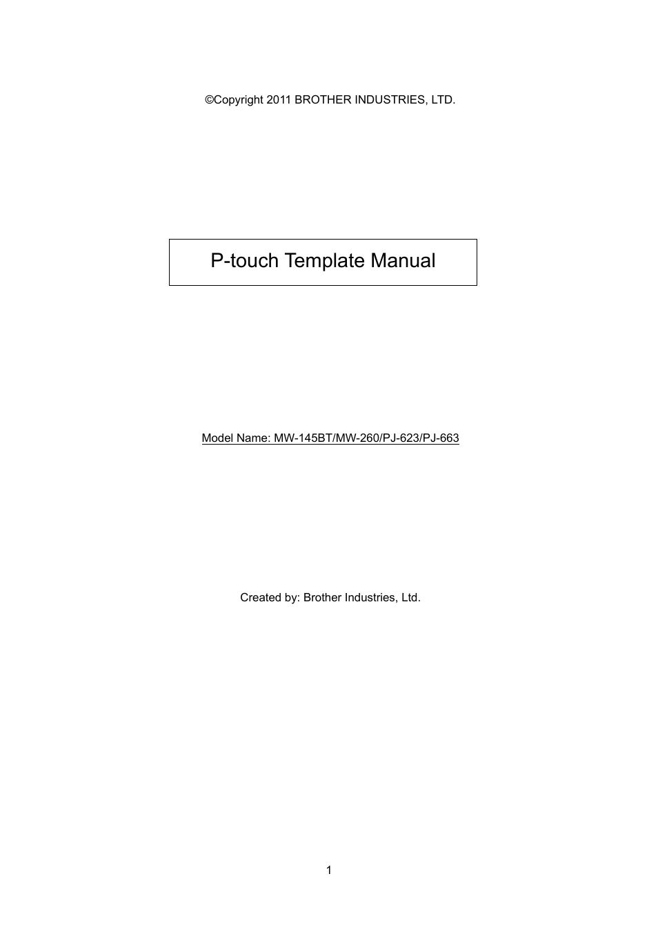 Brother PJ-663 User Manual | 76 pages