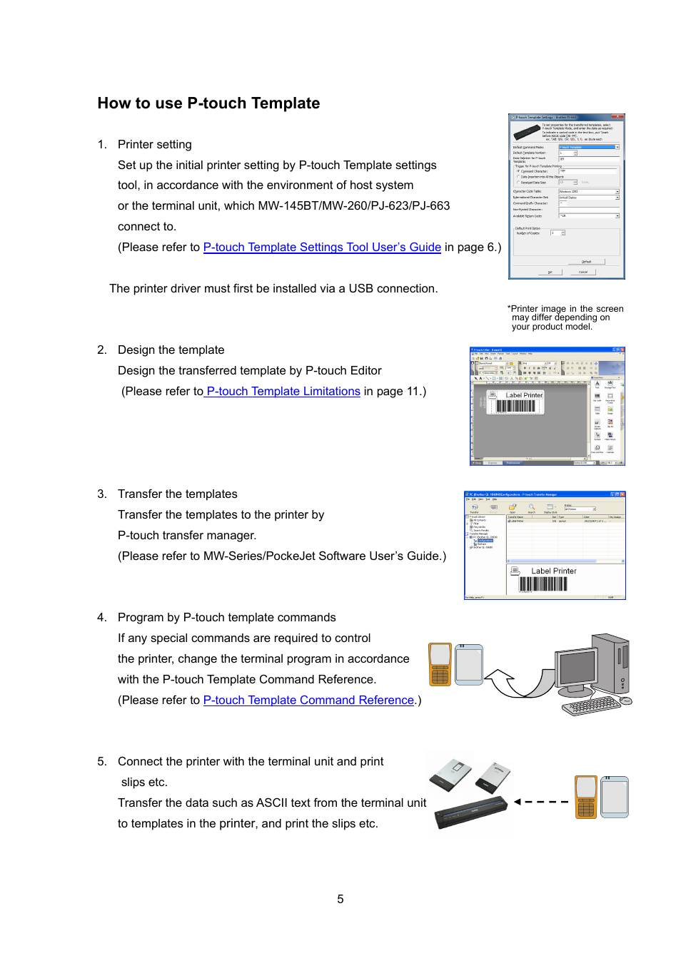 How to use p-touch template | Brother PJ-663 User Manual | Page 5 / 76