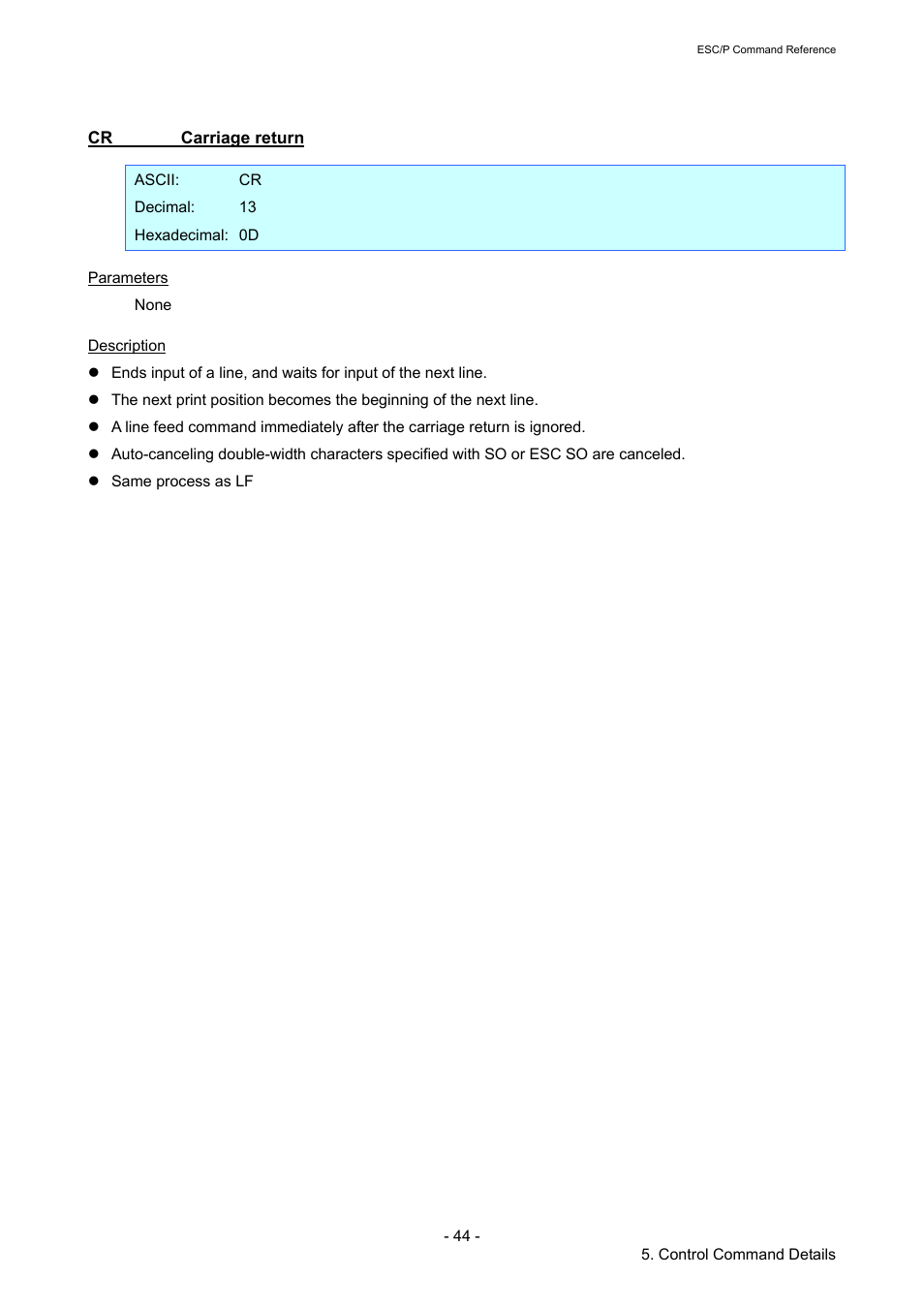 Cr carriage return, Carriage return | Brother TD-2120N User Manual | Page 50 / 126