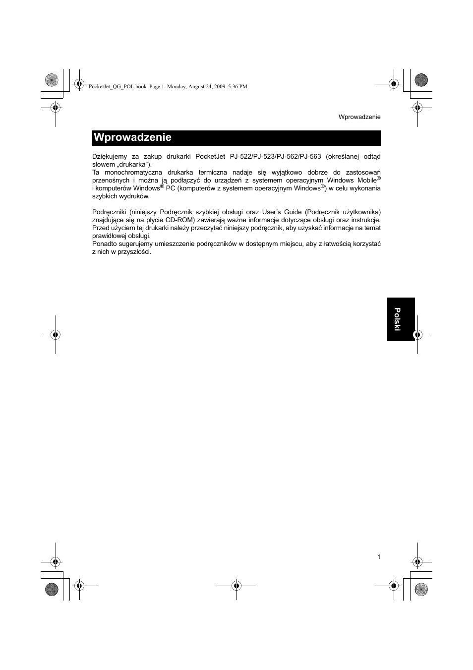 Wprowadzenie | Brother PJ-523 User Manual | Page 126 / 170