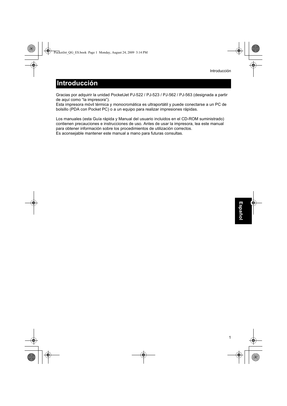 Introducción | Brother PJ-523 User Manual | Page 48 / 170