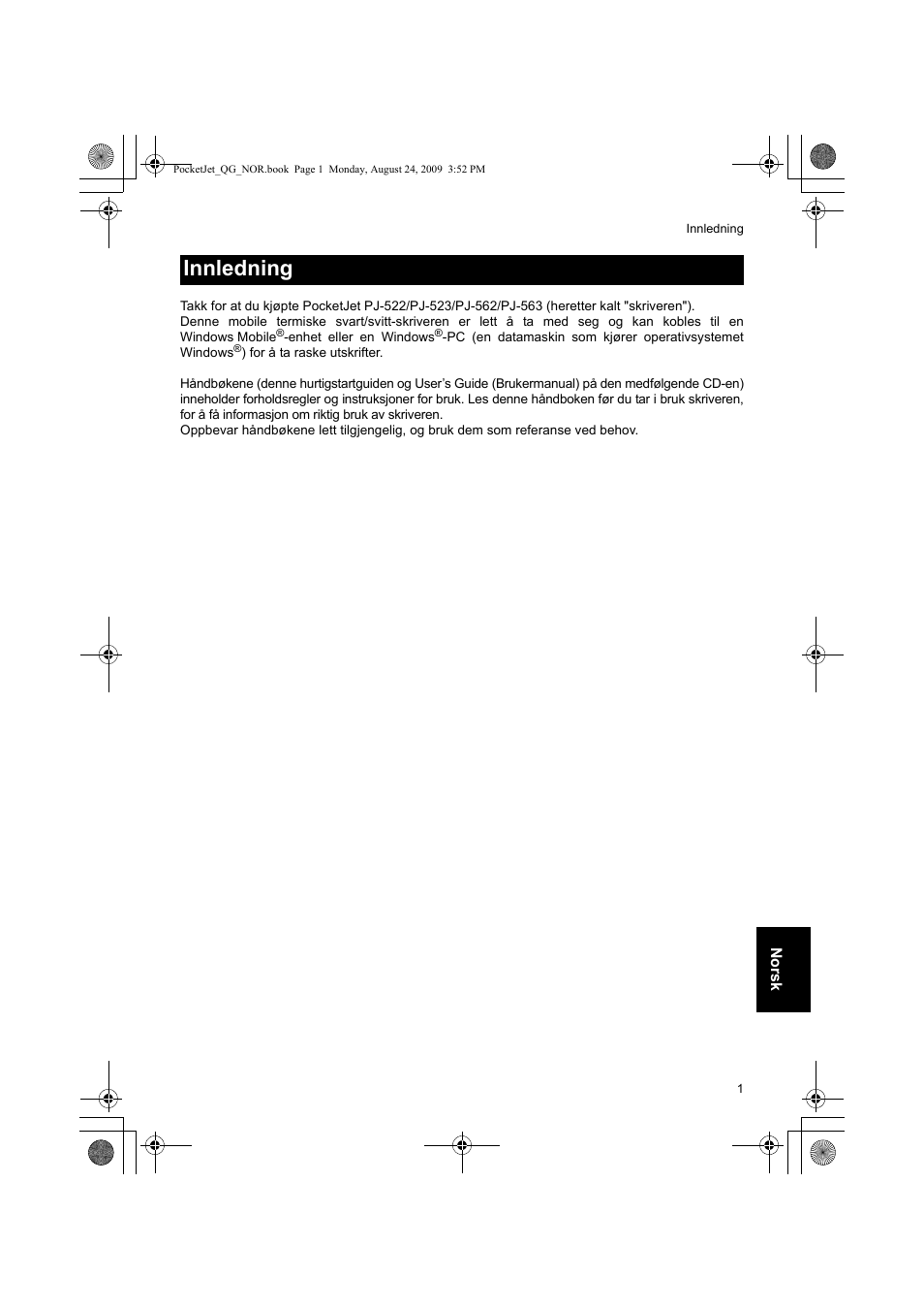 Innledning | Brother PJ-523 User Manual | Page 82 / 170