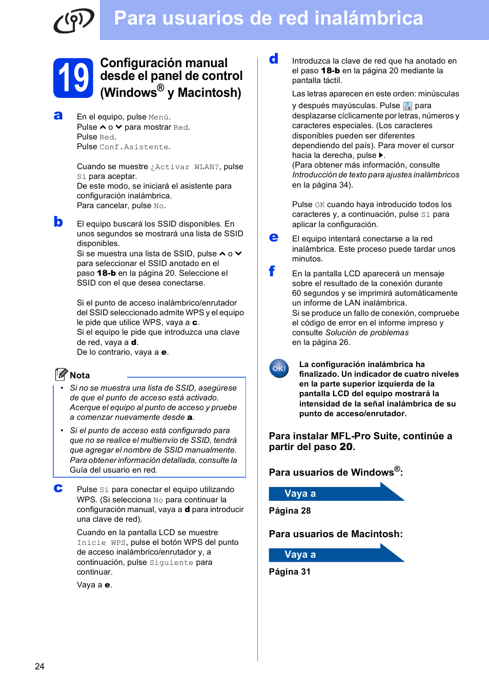 Para usuarios de red inalámbrica, Y macintosh) | Brother MFC-J625DW User Manual | Page 24 / 35