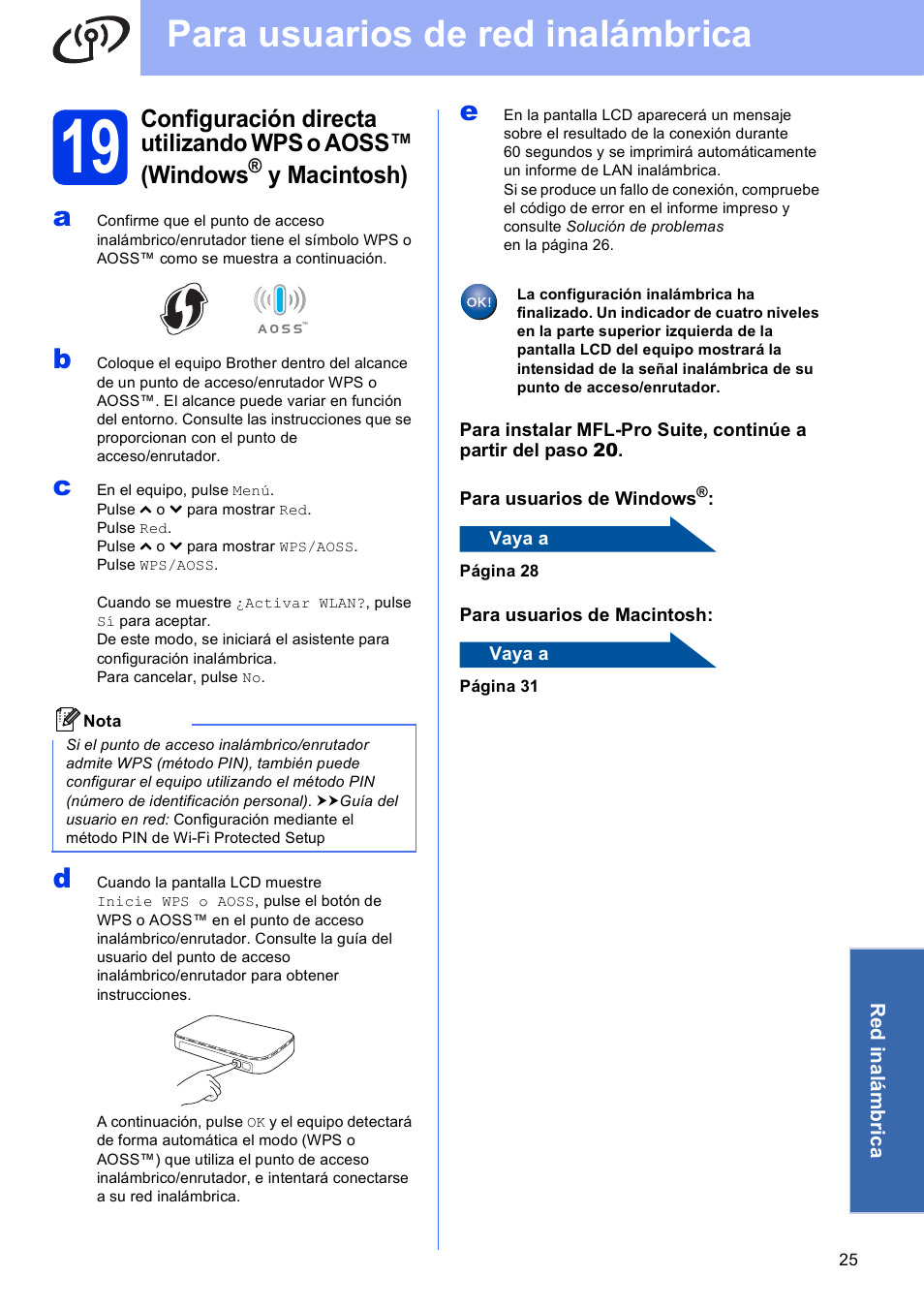 Para usuarios de red inalámbrica, Y macintosh) | Brother MFC-J625DW User Manual | Page 25 / 35