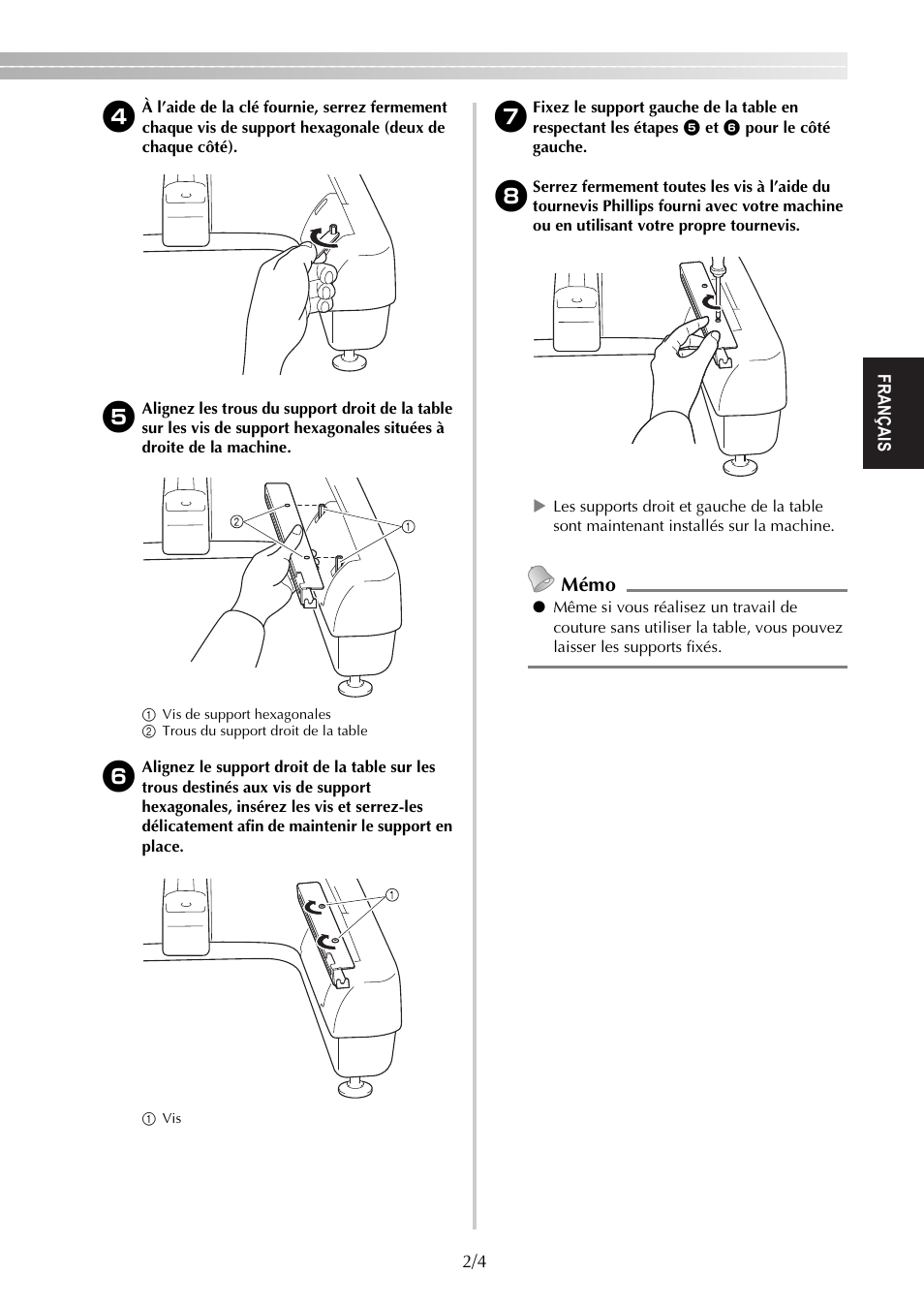 Mémo | Brother PR650e User Manual | Page 11 / 40