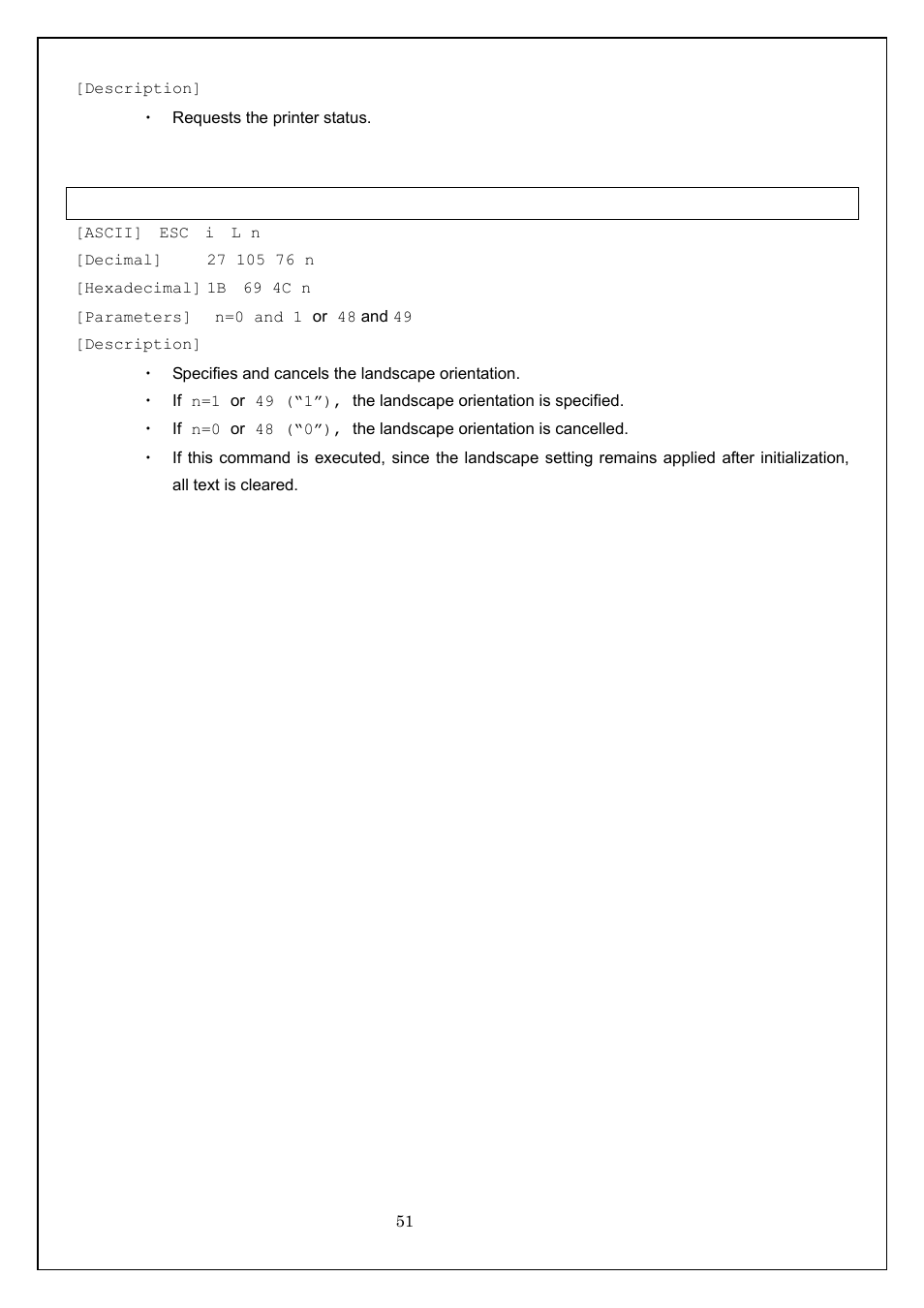 Esc i l select landscape orientation | Brother MW-260 User Manual | Page 51 / 58