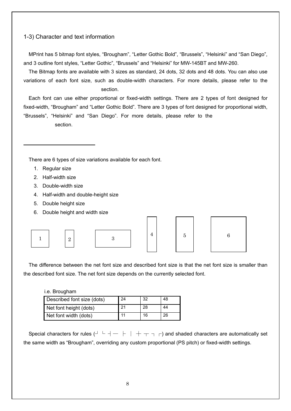 3) character and text information | Brother MW-260 User Manual | Page 8 / 58