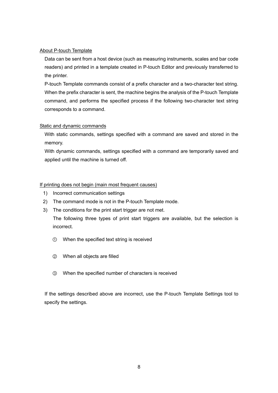 About p-touch template, Static and dynamic commands | Brother PT-9700PC User Manual | Page 34 / 104