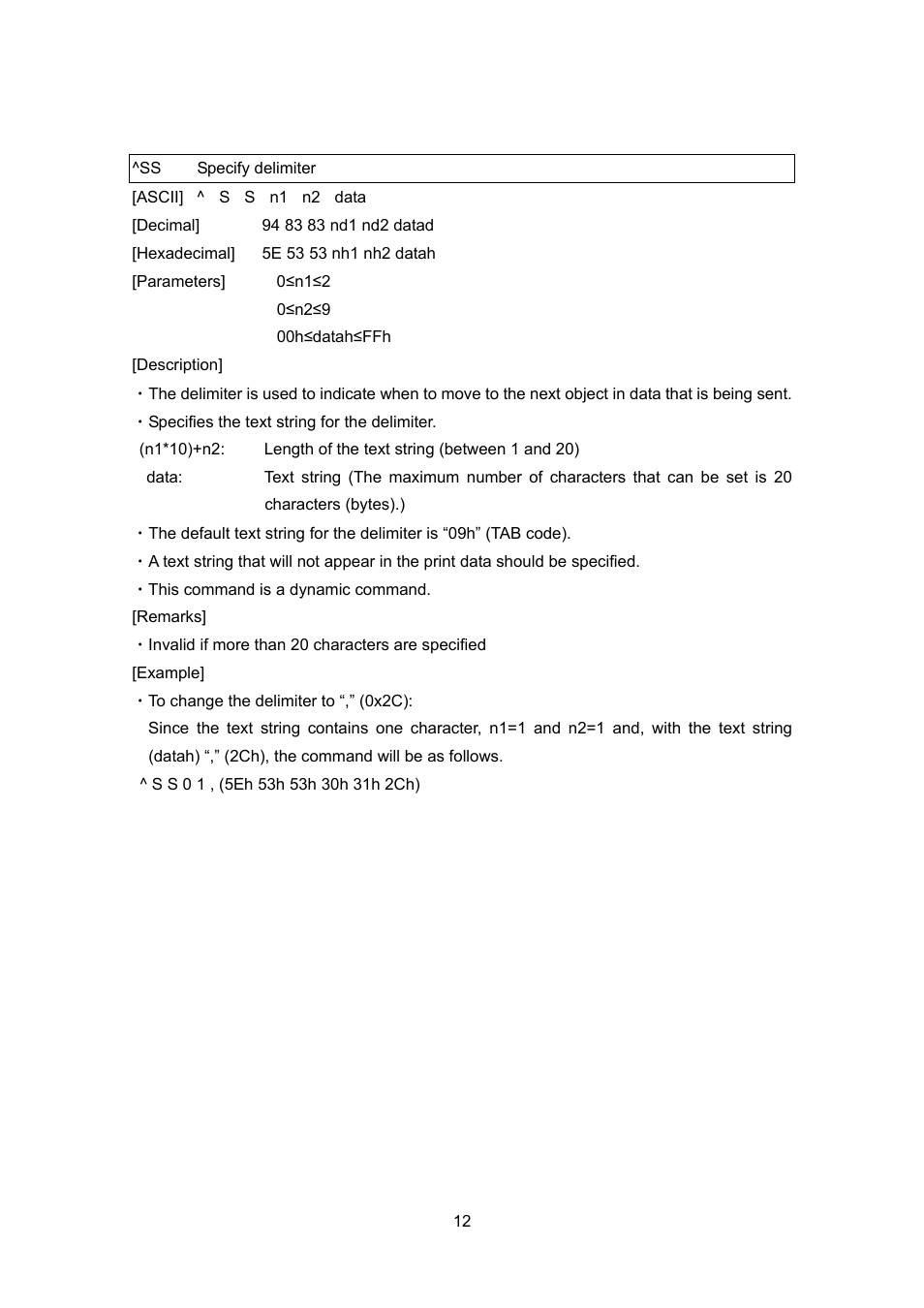 Ss specify delimiter, Specify delimiter | Brother PT-9700PC User Manual | Page 38 / 104