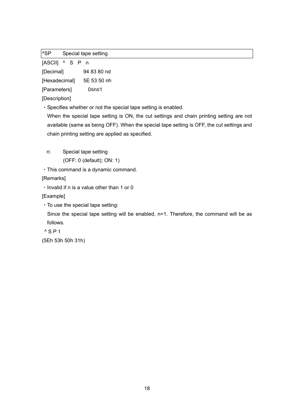 Sp special tape setting, Special tape setting | Brother PT-9700PC User Manual | Page 44 / 104