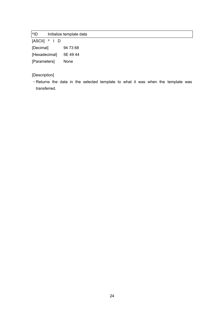 Id initialize template data, Initialize template data | Brother PT-9700PC User Manual | Page 50 / 104