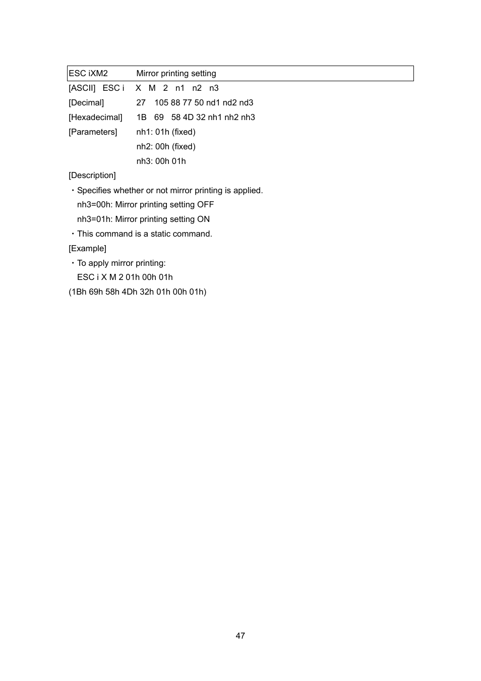 Esc ixm2 mirror printing setting, Esc ixm2, Mirror printing setting | Brother PT-9700PC User Manual | Page 73 / 104