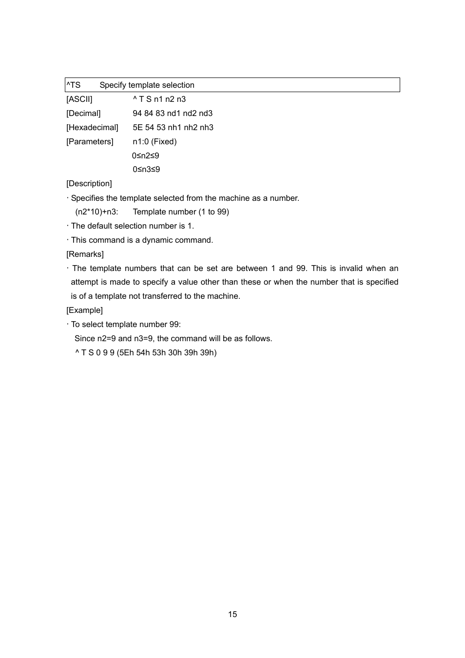 Ts specify template selection, Specify template selection | Brother MW-260 User Manual | Page 37 / 76