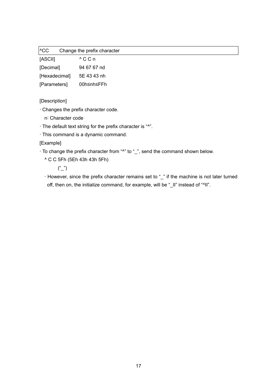 Cc change the prefix character, Change the prefix character | Brother MW-260 User Manual | Page 39 / 76