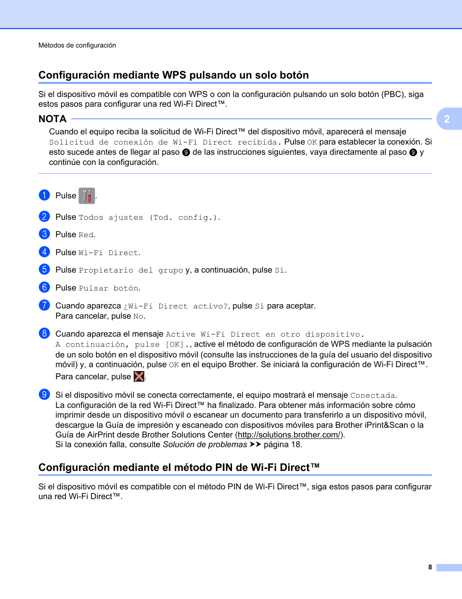 Configuración mediante wps pulsando un solo botón | Brother MFC-J6920DW User Manual | Page 11 / 27