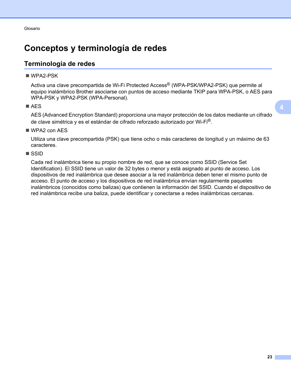 Conceptos y terminología de redes, Terminología de redes | Brother MFC-J6920DW User Manual | Page 26 / 27