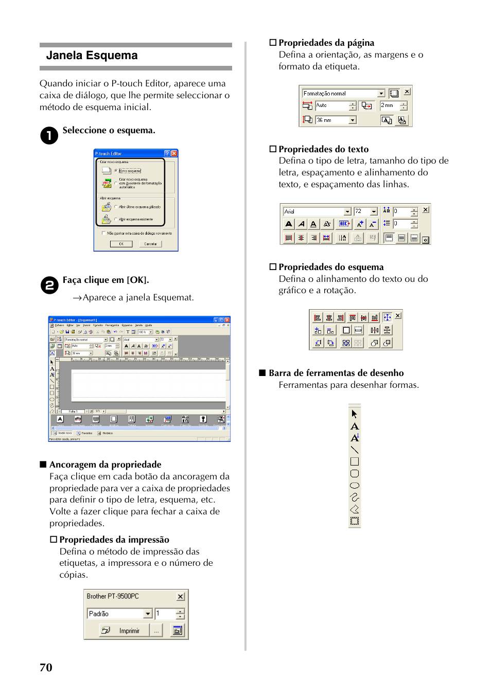 Janela esquema, 70 janela esquema | Brother PT-9500PC User Manual | Page 188 / 353