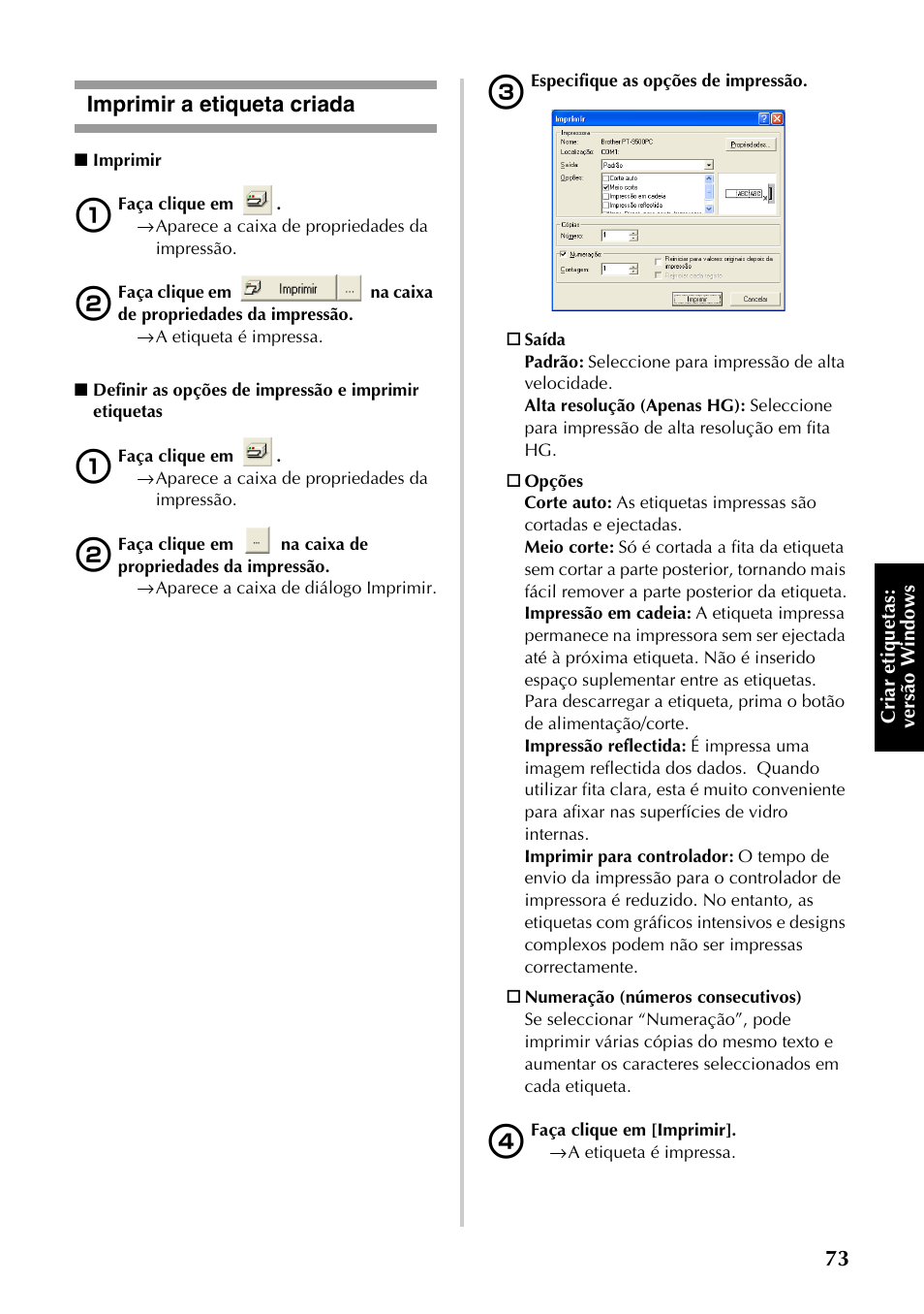Imprimir a etiqueta criada | Brother PT-9500PC User Manual | Page 191 / 353