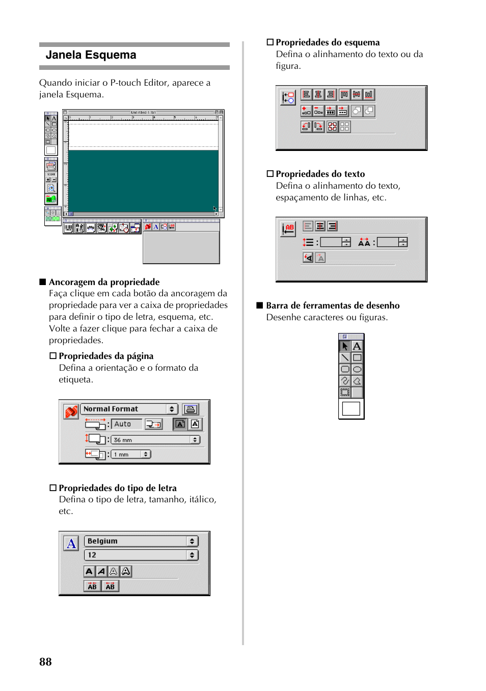 Janela esquema, 88 janela esquema | Brother PT-9500PC User Manual | Page 206 / 353