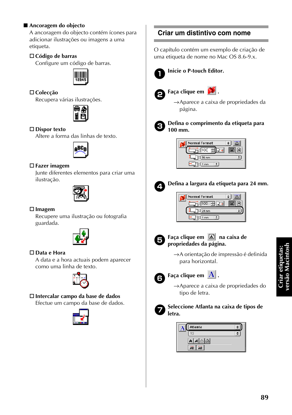 Criar um distintivo com nome | Brother PT-9500PC User Manual | Page 207 / 353