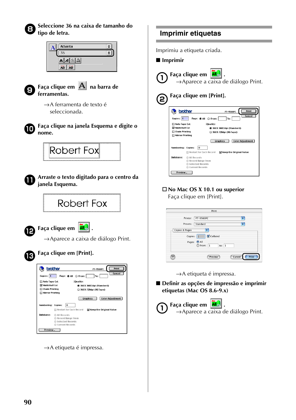 Imprimir etiquetas | Brother PT-9500PC User Manual | Page 208 / 353