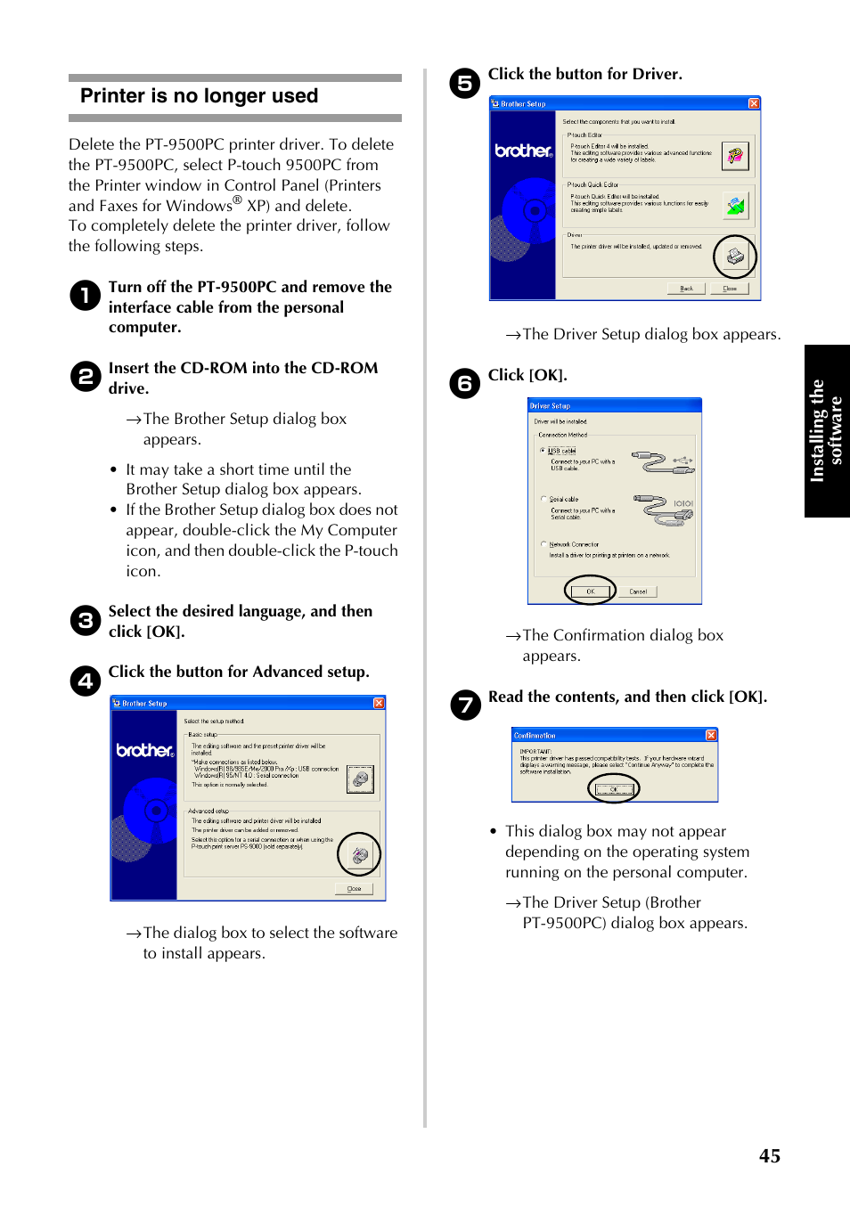 Printer is no longer used | Brother PT-9500PC User Manual | Page 280 / 353