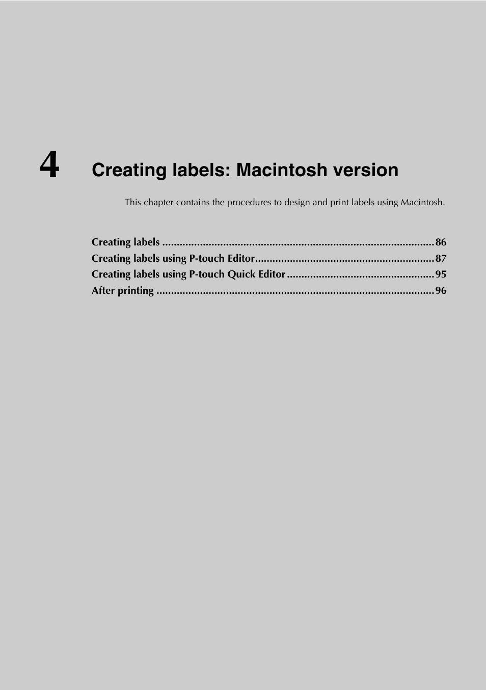 4 creating labels: macintosh version, Creating labels: macintosh version, P.85) | Brother PT-9500PC User Manual | Page 320 / 353