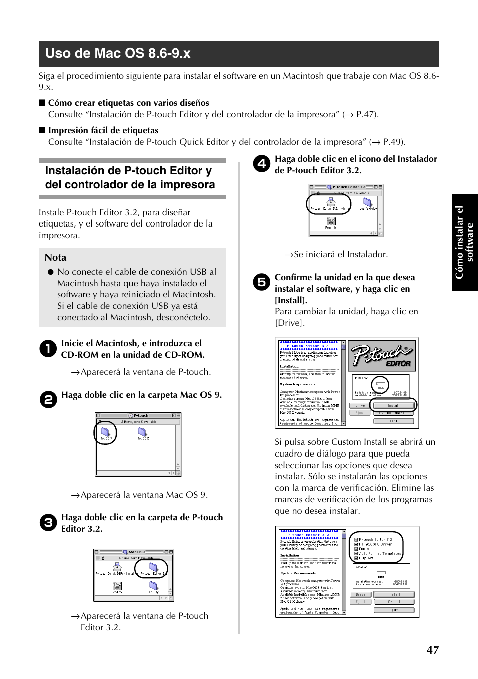Uso de mac os 8.6-9.x | Brother PT-9500PC User Manual | Page 48 / 353
