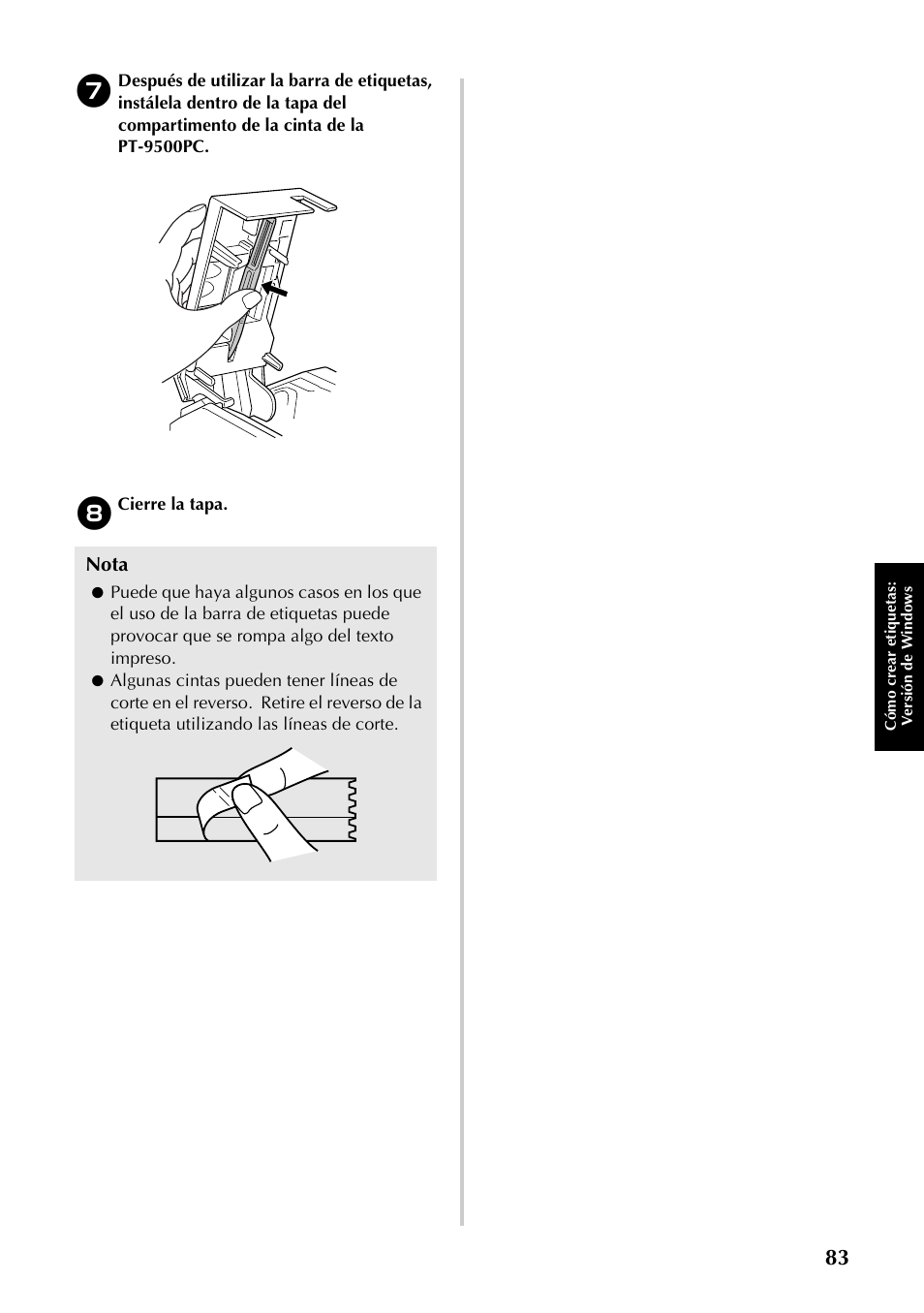 Nota | Brother PT-9500PC User Manual | Page 84 / 353
