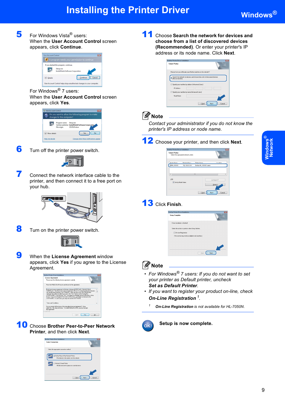 Installing the printer driver, Windows | Brother HL 2040 User Manual | Page 11 / 17