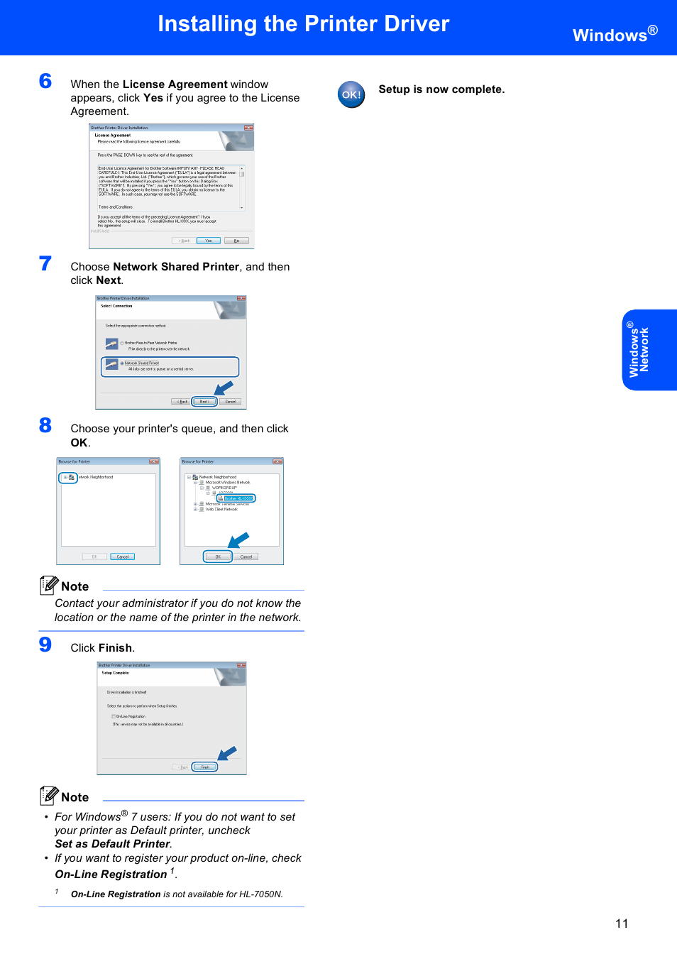 Installing the printer driver, Windows | Brother HL 2040 User Manual | Page 13 / 17