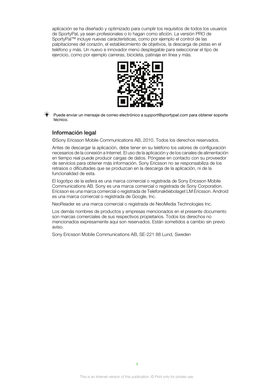 Sony Ericsson Fitness Experience Pack XP111(XP111) User Manual | Page 4 / 9