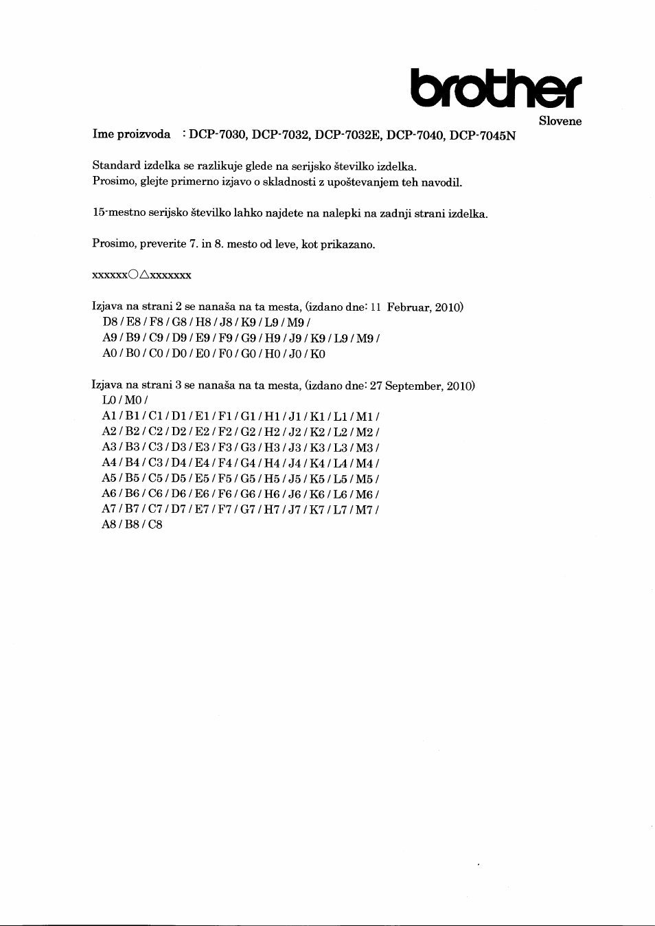 Brother, Slovene | Brother DCP-7045N User Manual | Page 19 / 21