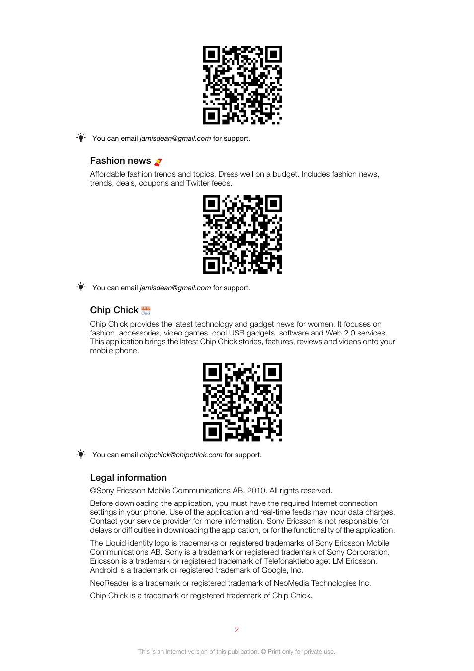 Sony Ericsson Design Experience Pack XP131(XP131) User Manual | Page 2 / 13