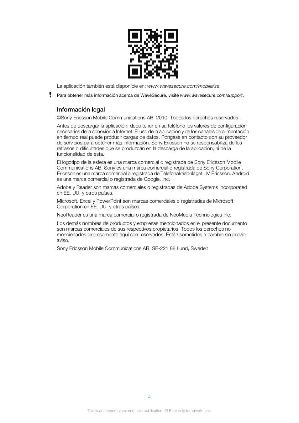 Sony Ericsson Business Experience Pack XP121(XP121) User Manual | Page 4 / 9