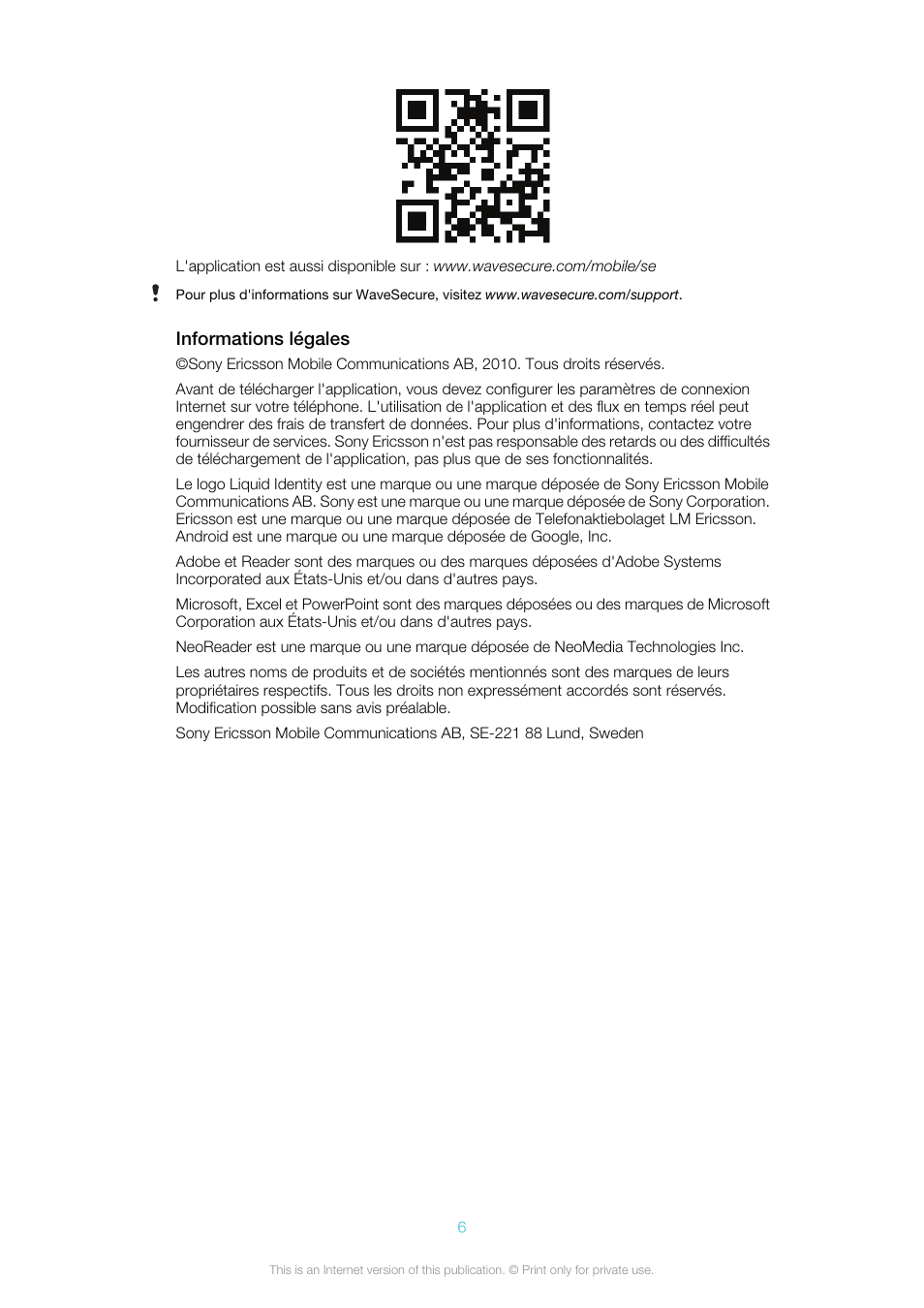 Sony Ericsson Business Experience Pack XP121(XP121) User Manual | Page 6 / 9