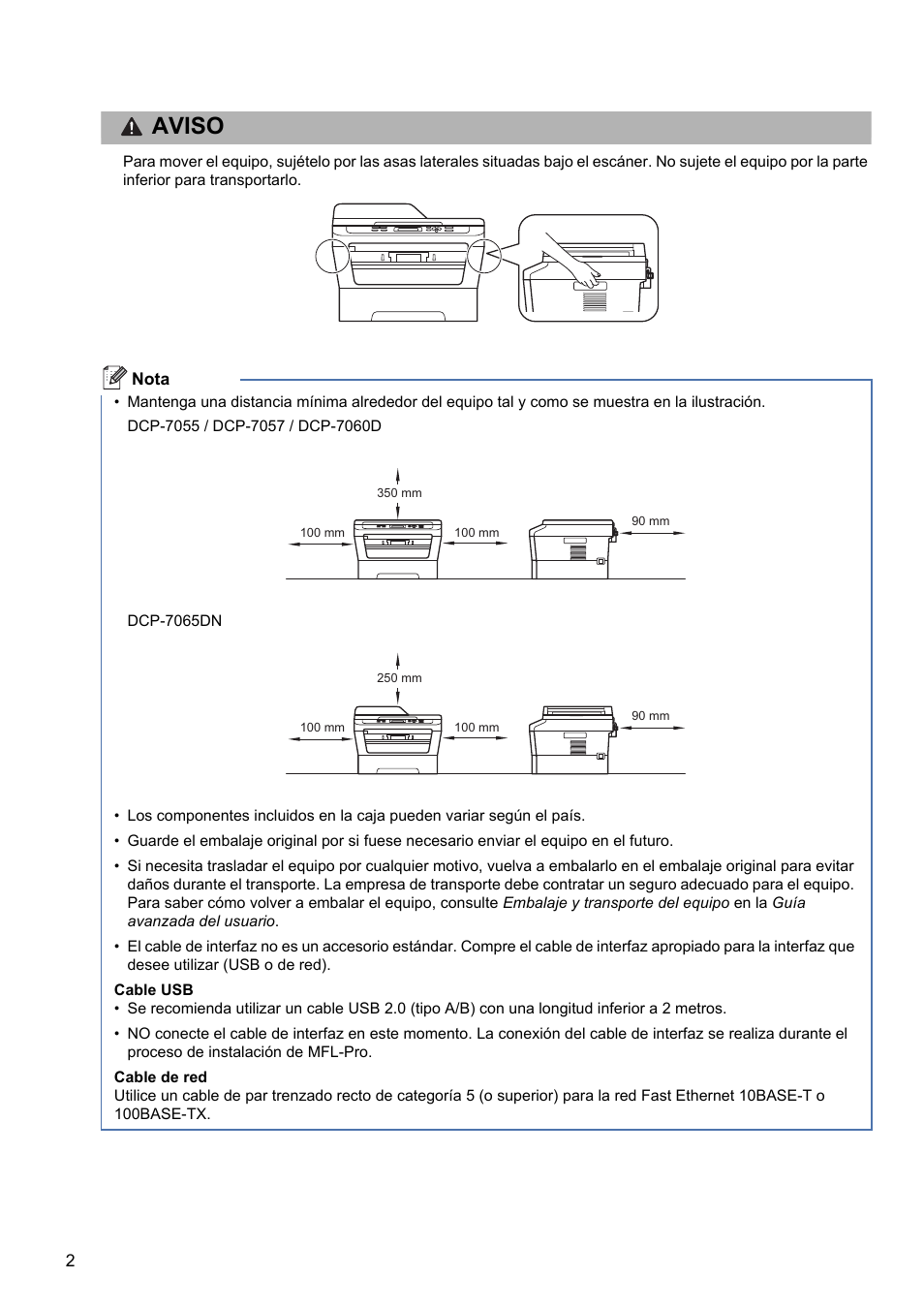 Aviso, Caution | Brother DCP-7055 User Manual | Page 2 / 20