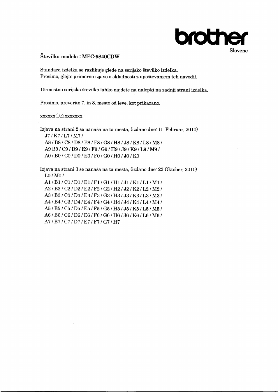 Slovene, Brother | Brother MFC 9840CDW User Manual | Page 19 / 21