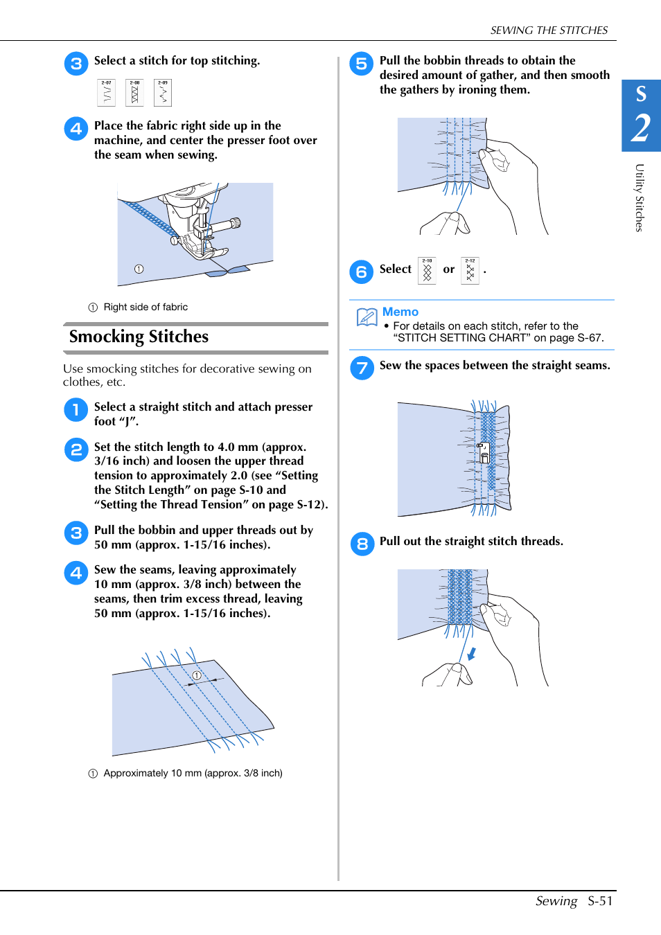 Smocking stitches | Brother Innov-is V5 User Manual | Page 119 / 312