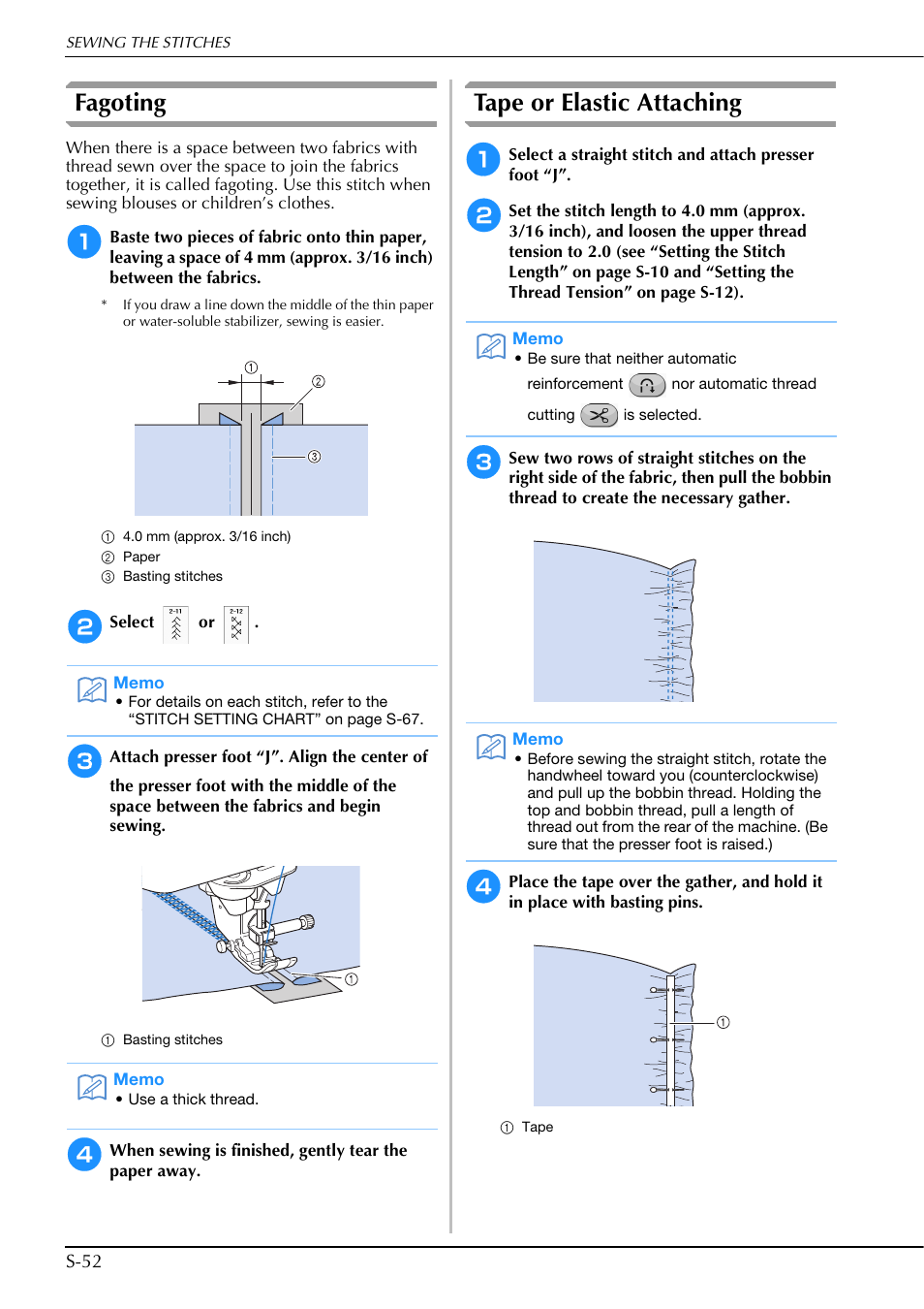 Fagoting, Tape or elastic attaching | Brother Innov-is V5 User Manual | Page 120 / 312