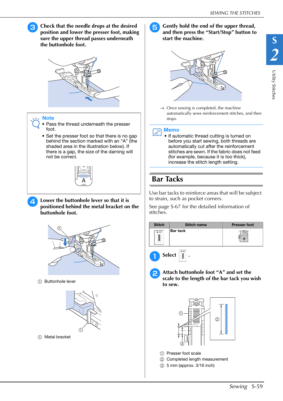 Bar tacks | Brother Innov-is V5 User Manual | Page 127 / 312