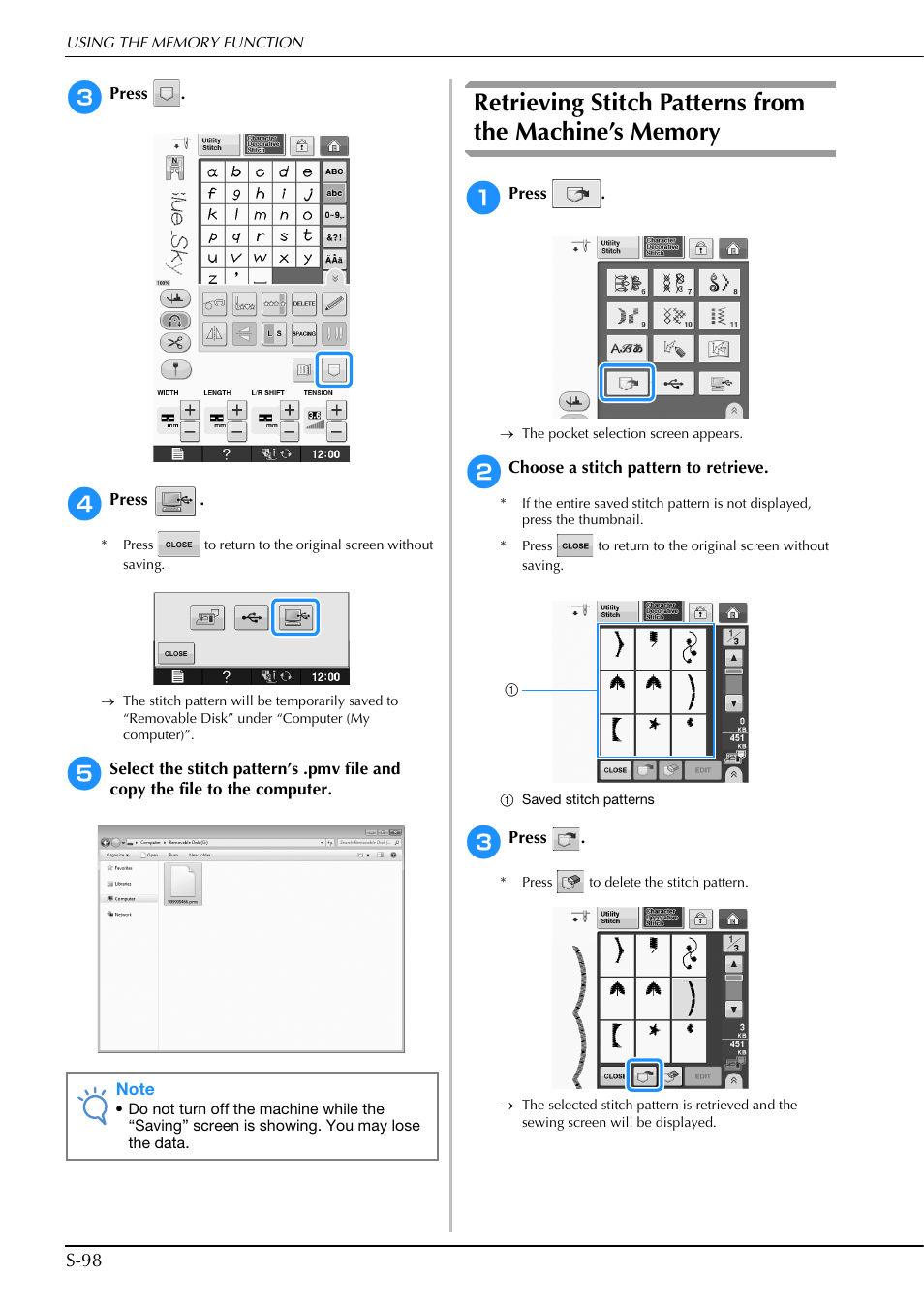 S-98 | Brother Innov-is V5 User Manual | Page 166 / 312