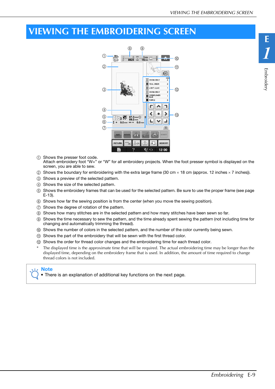 Viewing the embroidering screen | Brother Innov-is V5 User Manual | Page 189 / 312