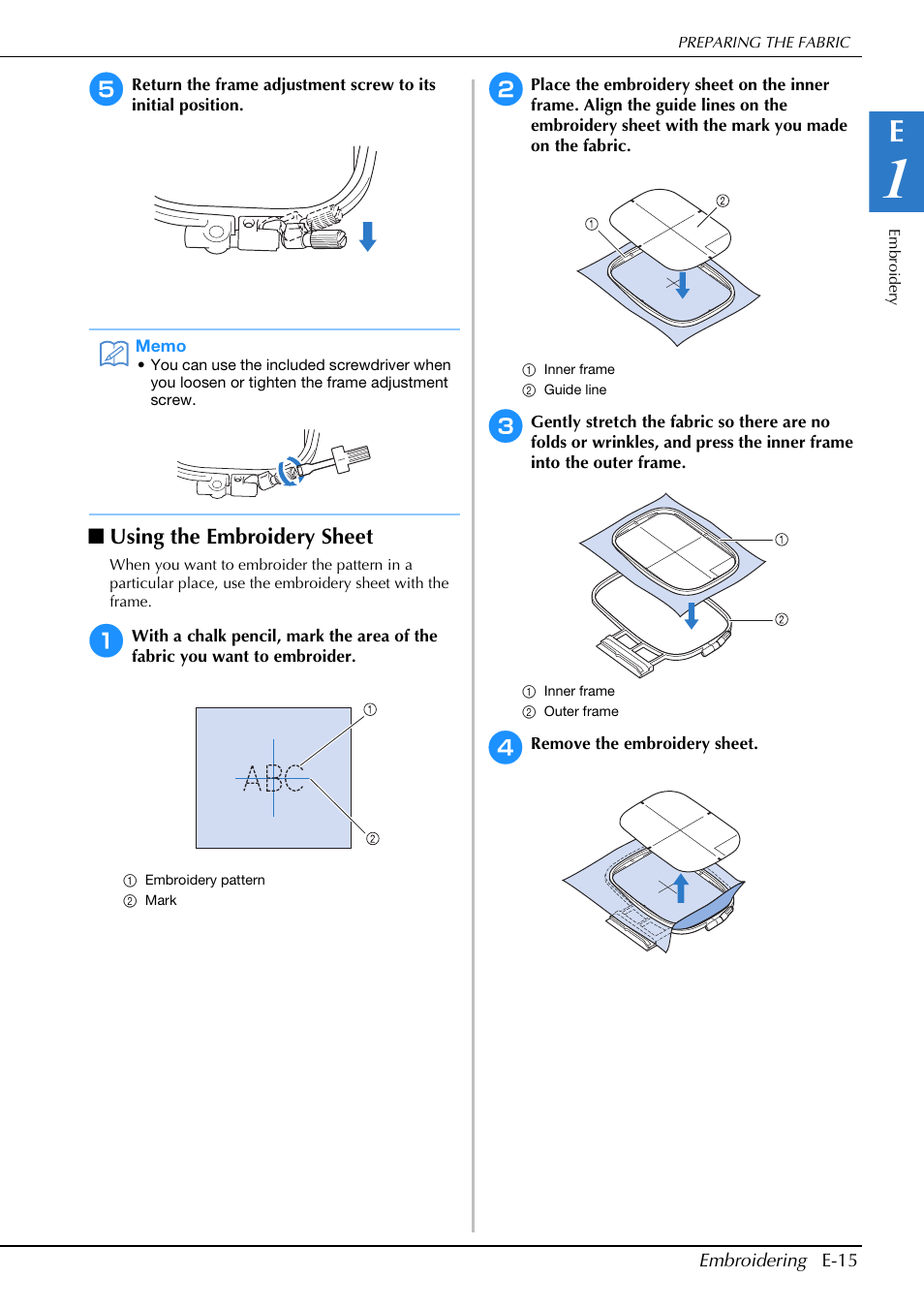 Using the embroidery sheet | Brother Innov-is V5 User Manual | Page 195 / 312