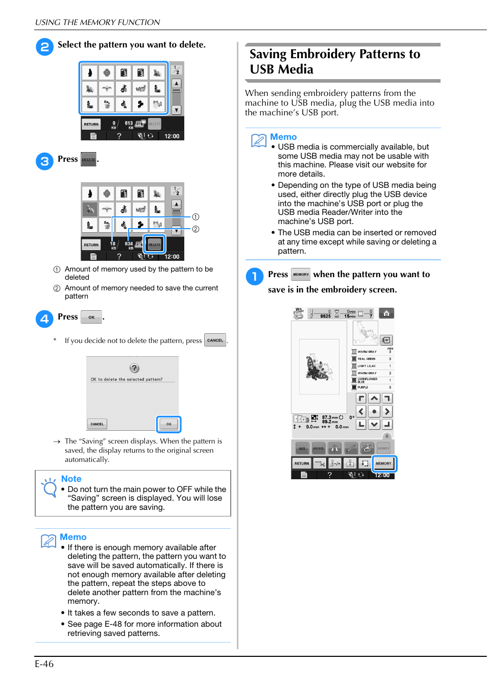 Saving embroidery patterns to usb media | Brother Innov-is V5 User Manual | Page 226 / 312