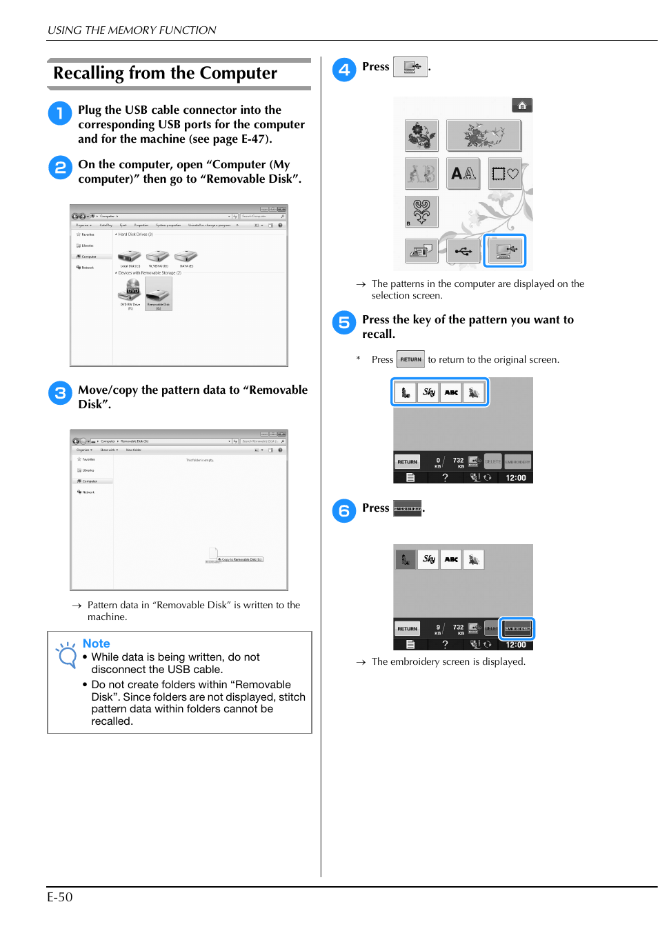 Recalling from the computer | Brother Innov-is V5 User Manual | Page 230 / 312
