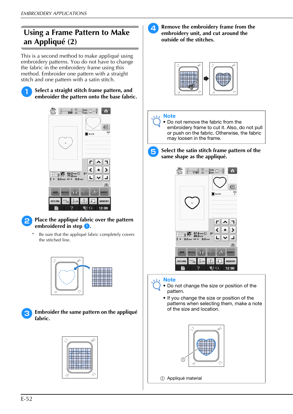 Using a frame pattern to make an appliqué (2) | Brother Innov-is V5 User Manual | Page 232 / 312