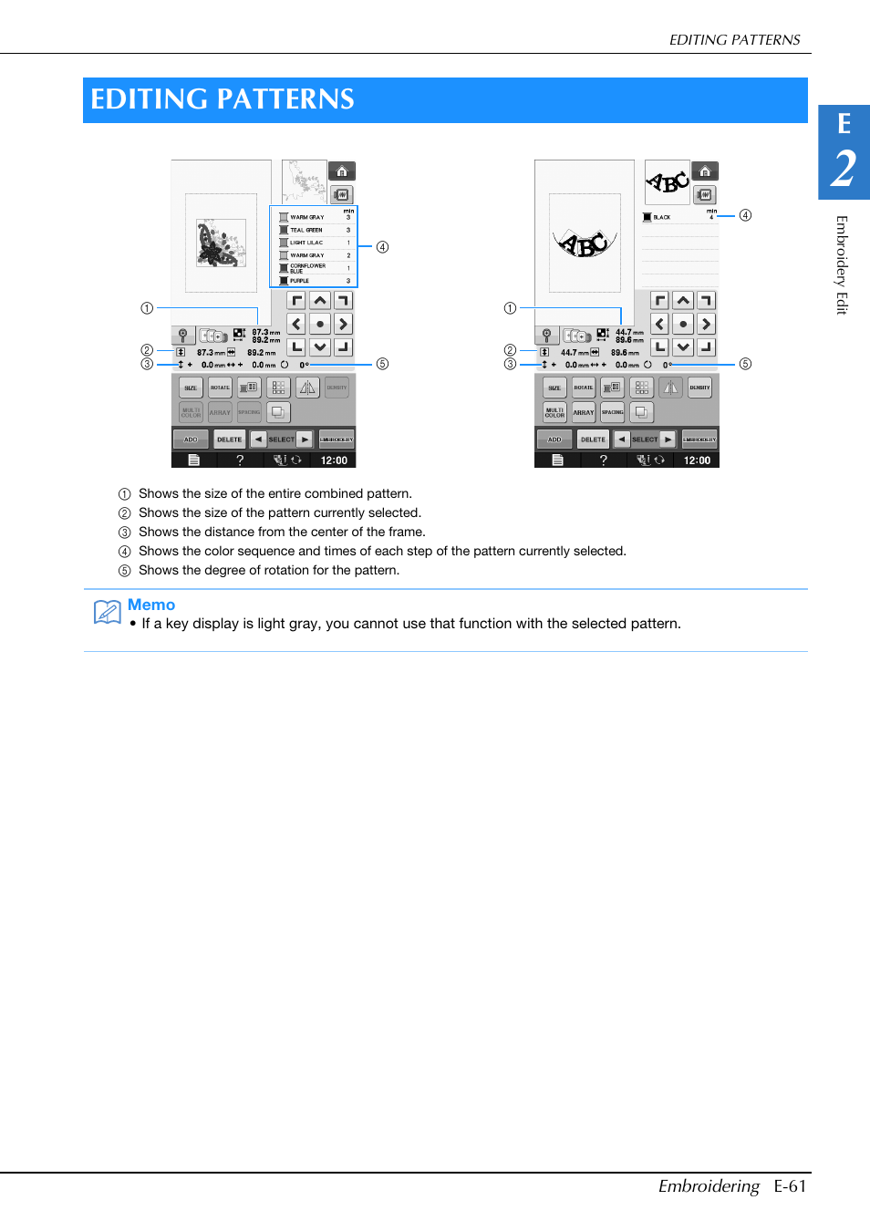 Editing patterns | Brother Innov-is V5 User Manual | Page 241 / 312
