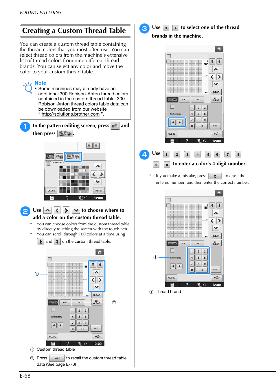 Creating a custom thread table | Brother Innov-is V5 User Manual | Page 248 / 312